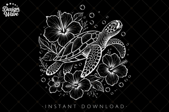 Download Sea Turtle Line Art Tropical Summer PNG - Summer Collection