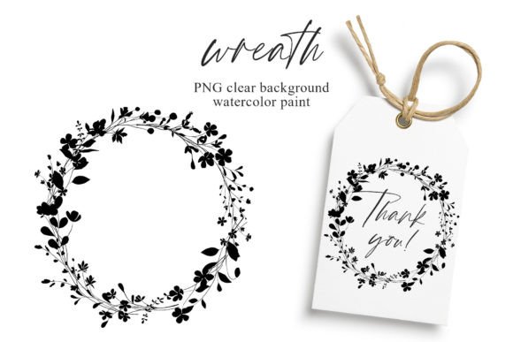 Download Wreath Black Flowers and Leaf, Logo, PNG - Premium Resources